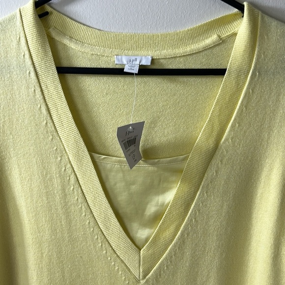 New J. Jill Buttercup Yellow V-Neck Sweater size large petite - Picture 2 of 8